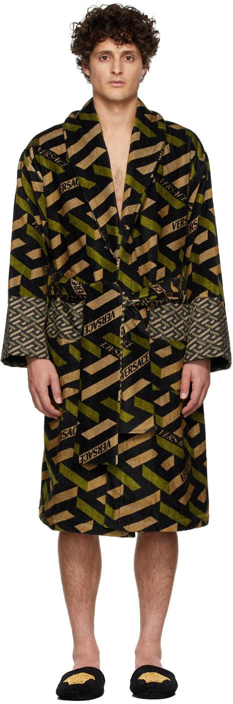 versace greca robe|Versace black and gold robe.